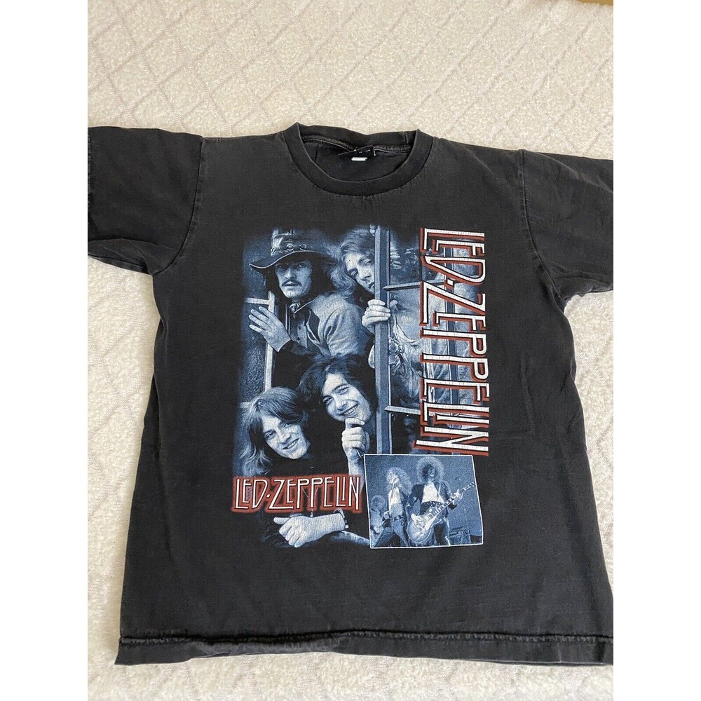 Vintage 90s Led Zeppelin 2 Sided  Men’s Black T Shirt Iron Maiden Size Small